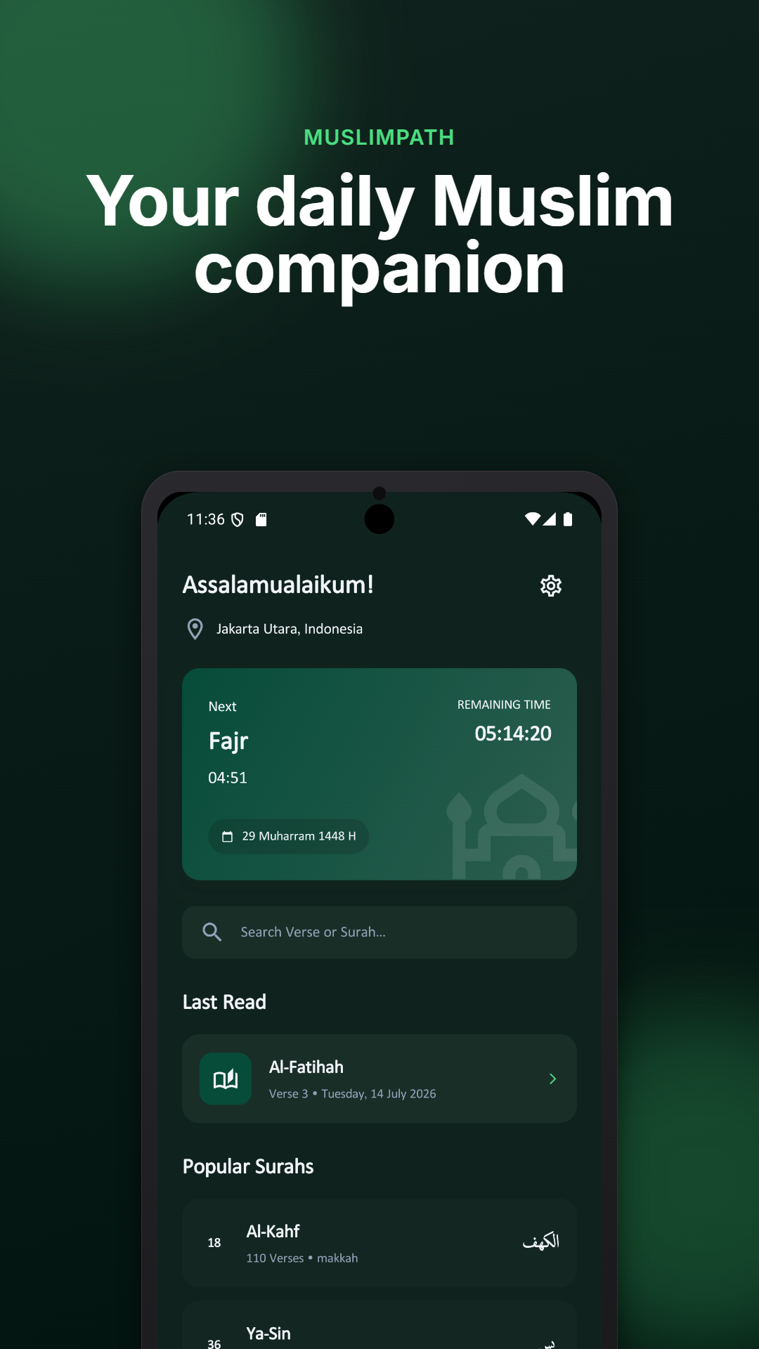 MuslimPath home screen